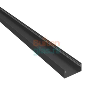 Glasopvang (U-profiel) voor een 4 spoor zwart (RAL 9005)